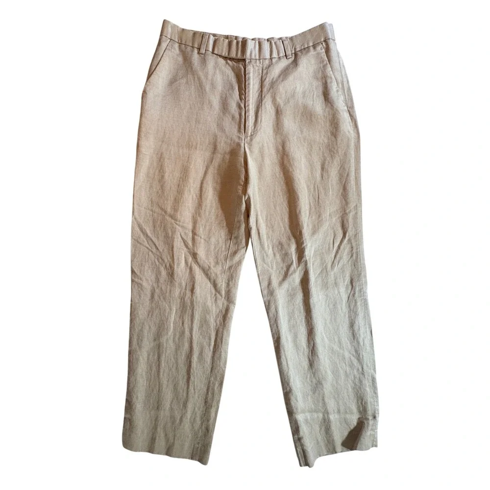 Perry Ellis Linen Blend Trousers Mens 32/30 Beige Straight Summer Dress Pants